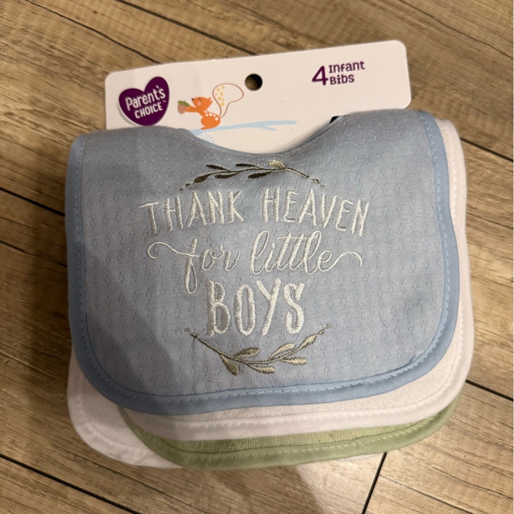 Infant Bibs - Blue, White, and Green